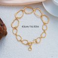 thumbnail image 2 of PISONIC 2‑Layer Gold Statement Necklace, Irregular Oval Link Choker & Rope Chain Hollow Geometric Pendant Necklace for Women, 2 of 4