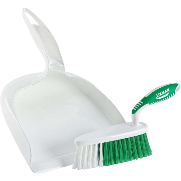 Libman Plastic Dust Pan & Brush Set Green White 2 Pack Case #95
