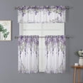 thumbnail image 2 of Watercolor Lilac Flower Kitchen Valances Set Tier Curtains,Rustic Farmhouse Spring Garden Floral Lilac 3 Piece Set Rod Pocket Window Drapes for Bedroom,1 Valance(54"x18")+2 Tiers(27.5W x24L), 2 of 5