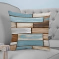 thumbnail image 4 of 14x14 Pillow Covers Set of 2, Blue Beige Brown Vintage Throw Pillow Covers Decorative Couch Cushion Case, Retro Farmhouse Elegant Pastoral Microfiber Square Pillowcases for Bedroom Car Living Room, 4 of 7