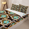 thumbnail image 3 of jejeloiu Tribal Aztec Zipper Twin Comforter Sets with Fitted Sheet and 2 Pillowcases,Geometric Pattern Zipper Bedding Set For Boys,Brown Turquoise,Reversible,4 Pieces, 3 of 7