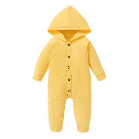 

Kucnuzki Baby Boy Winter Clothes 6 Months Baby Boys Casual Bodysuits 9 Months Long Sleeve Solid Color Causal Cozy Hooded Sweatshirt Button Bodysuits Yellow