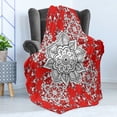 thumbnail image 4 of Mandala Soft Flannel Fleece Throw Blanket, Design Pattern Doodles Mandala Style Flowers Illustration, Cozy Plush for Indoor and Outdoor Use, 50" x 60", Scarlet White Black, by Ambesonne, 4 of 5