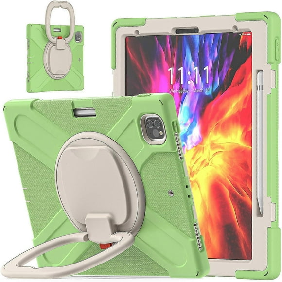 Color Matching Case For Ipad Pro 12.9 Inch 2020 With Shoulder Strap, Big Adjustable Ring Stand, Pen Holder, Shock Protection Cover