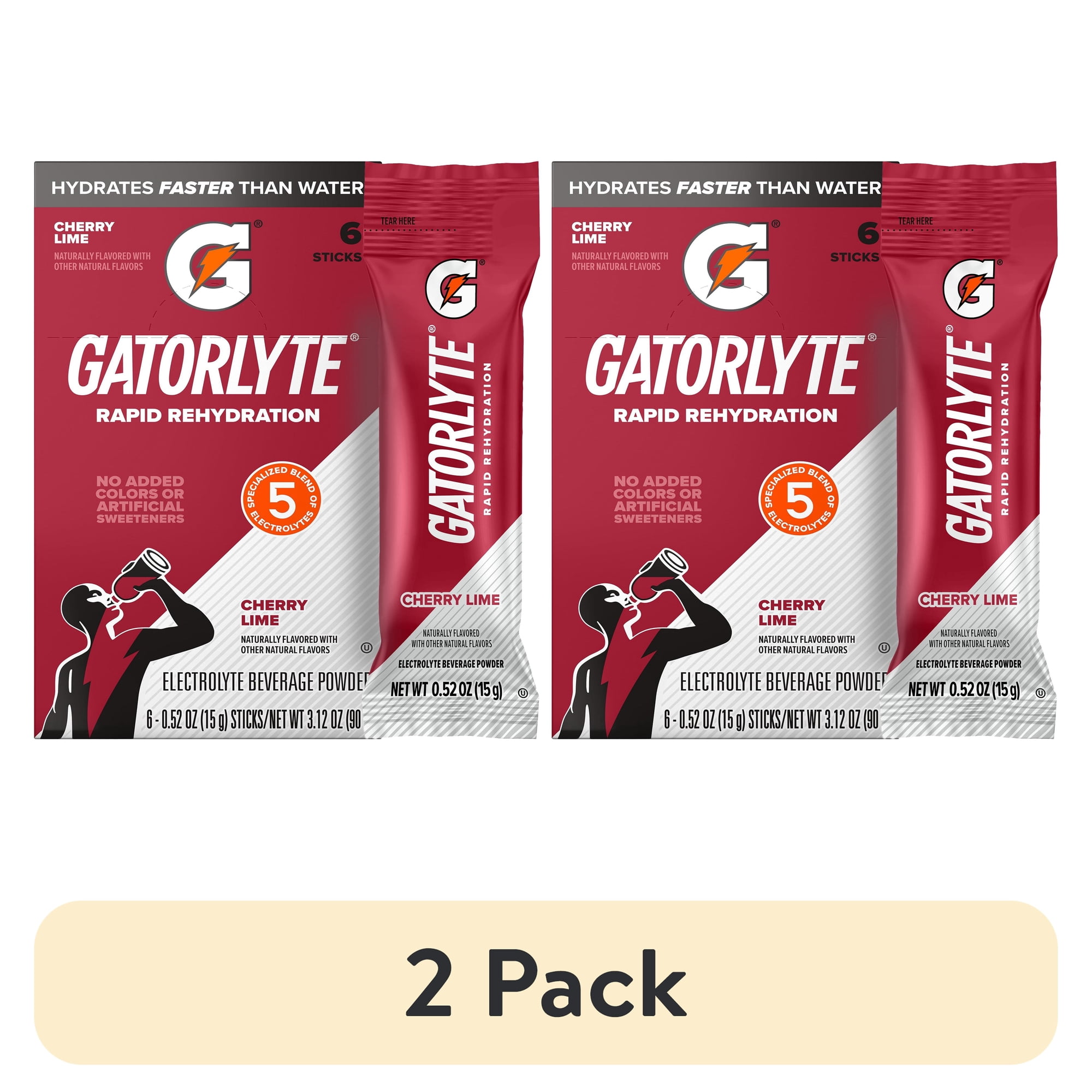 (2 pack) Gatorade Gatorlyte Rapid Rehydration Cherry Lime, Powdered Energy Drink Mix, 0.52 oz, 6 Count Packets