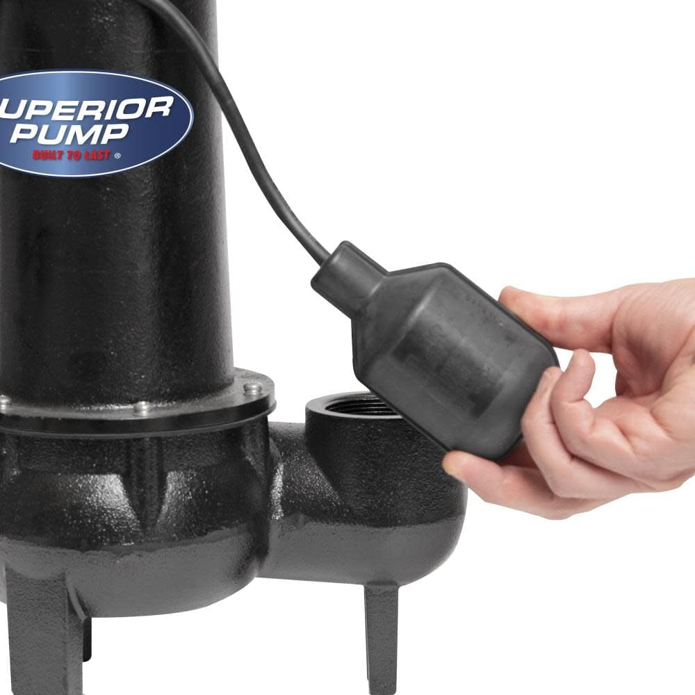 Superior Pump 93501 Continuous Duty Water Sump Pump, 80 Gpm, 1/2 HP, 120 V, 7.6 , 60 Hz, 10 ft