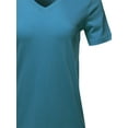 thumbnail image 4 of A2Y Women's Basic Solid Premium Cotton Short Sleeve V-neck T Shirt Tee Tops Teal XL, 4 of 6
