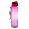 thumbnail image 1 of Botella de agua deportiva de 1L con marcador de tiempo y citas motivacionales, ideal para mantenerte hidratado durante el día. Diseño en tono degradado rosa, perfecto para entrenamientos, yoga,, 1 of 6