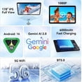 thumbnail image 4 of TABWEE AI Tablet Android 16 Tablets T80, 10.5 inch Tablet with HD+IPS Display, 12GB RAM+128GB ROM, 2TB TF, Gemini AI 2.0, GPS, 5G WiFi, 2.0GHz CPU ,5MP Camera, 6000mAh, GMS Certified, Gray, 4 of 8