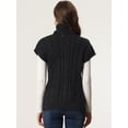 thumbnail image 4 of Chaleco de Cuello Alto para Mujer Chaleco sin Mangas Jersey de Punto de Color Sólido Suéter Informal Negro S, 4 of 6