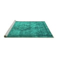 thumbnail image 2 of Ahgly Company Machine Washable Indoor Square Persian Turquoise Blue Traditional Area Rugs, 4' Square, 2 of 4