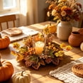 thumbnail image 5 of FeiFu Fall Candle Ring Wreath Artificial Sunflower Pumpkin Maple Leaves Centerpiece for Pillar Candle Holders Autumn Harvest Table Decor Home Party Thanksgiving Corona de Vela de Otoño, 5 of 6