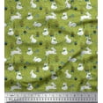 thumbnail image 1 of Soimoi Green Polyester Crepe Fabric Mushroom,Oaknut & Rabbit Animal Printed Fabric 1 Yard 42 Inch Wide, 1 of 3