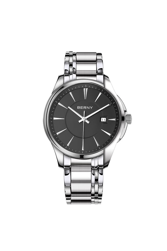 Quartz Watch for Men, Classic Analog Men's Watch with Date Calendar, Stainless Steel, 3ATM Waterproof, Casual Business Men's Wristwatch, Black