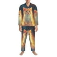 thumbnail image 3 of Sikiie Starry Sky Constellation Cat Mens Pajama Set, Soft Warm Long Sleeve Sleepwear, Cozy Button-Down Pjs for Men-XX-Large, 3 of 7