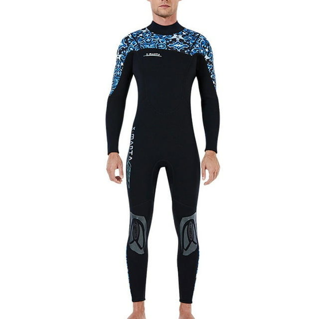 3MM Wetsuits Insulation One-piece Professional Diving Suit Comfortable Three-layer Fabric Thickened Keep Warm Surf Suit Men's blue M