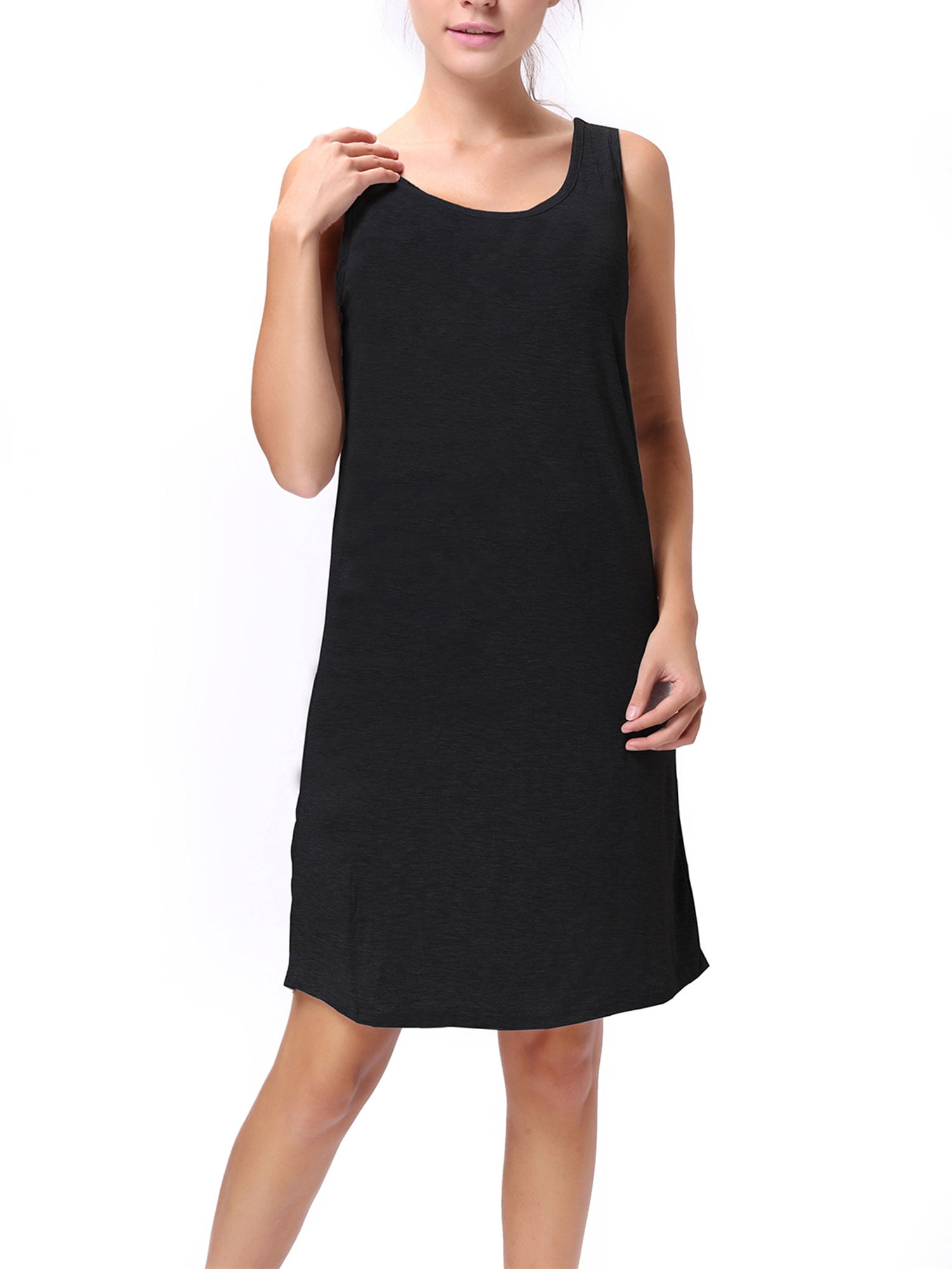 sleeveless black t shirt dress