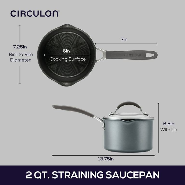 Calphalon Saucepan 1.5Qt Induction Ready Stainless Fry Saute Pot & Lid