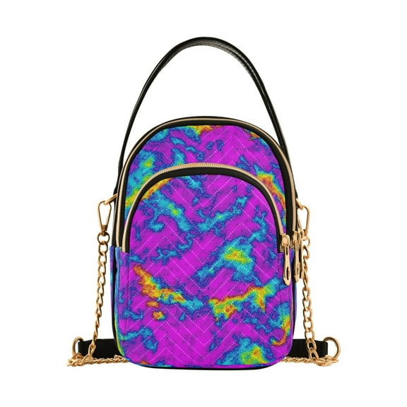 ALAZA Chain Crossbody Bags for Women Purple Tie Dye Shoulder Handbag Phone Purse