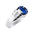 thumbnail image 3 of RYLOS Cushion Shape Checker Top 12MM Sapphire Color Stone & Diamonds Set in Sterling Silver Size 8, 3 of 6