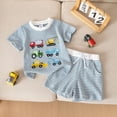 thumbnail image 2 of TOWED22 Baby Boy Summer Outfit Truck Embroidery Tops and Plaid Shorts Set Toddler Boy Spring Summer Clothes(Sky Blue,18-24 M), 2 of 4