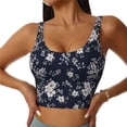thumbnail image 3 of Goofa Retro Flower Printed Sports Bras for Women, High Impact Running Bra Workout Crop Tank Tops Longline Sports Bra Push up-Large, 3 of 9