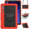 thumbnail image 1 of XYX For Samsung Galaxy Tab S10 Ultra/S9 Ultra/S8 Ultra Case 14.6 inch, 360 Rotating Shockproof Cover with Stand, Screen Protector, Shoulder Strap (SM-X920/X910/X900), Red, 1 of 7