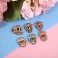 thumbnail image 1 of Wooden Skull Novelty Buttons, Mix Color Skull Shape Button, Cloth Decoration, For DIY Sewing Craft Decorative, 1 of 8