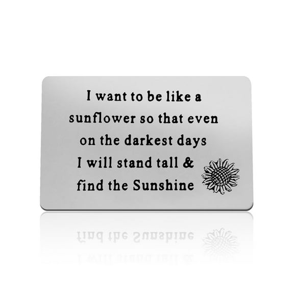 Inspirational Gift for Women Girls Motivational Wallet Insert Card Gift Graduation Gift for Best Friend Encourage Valentine's Girlfriend Gift Birthday Gift for Daughter Sister Sunflower Jewelry Gift