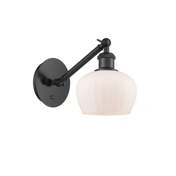 317-1W-BK-G91-LED-Innovations Lighting-Fenton - 1 Light Wall Sconce In Art Nouveau Style-9.88 Inches Tall and 6.5 Inches Wide Matte Black Matte White