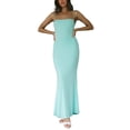 thumbnail image 1 of Kmbangi Robe Longue d'Été pour Femmes Couleur Unie Sans Manches Robe de Soirée Mode Tenue de Boîte de Nuit, 1 of 7