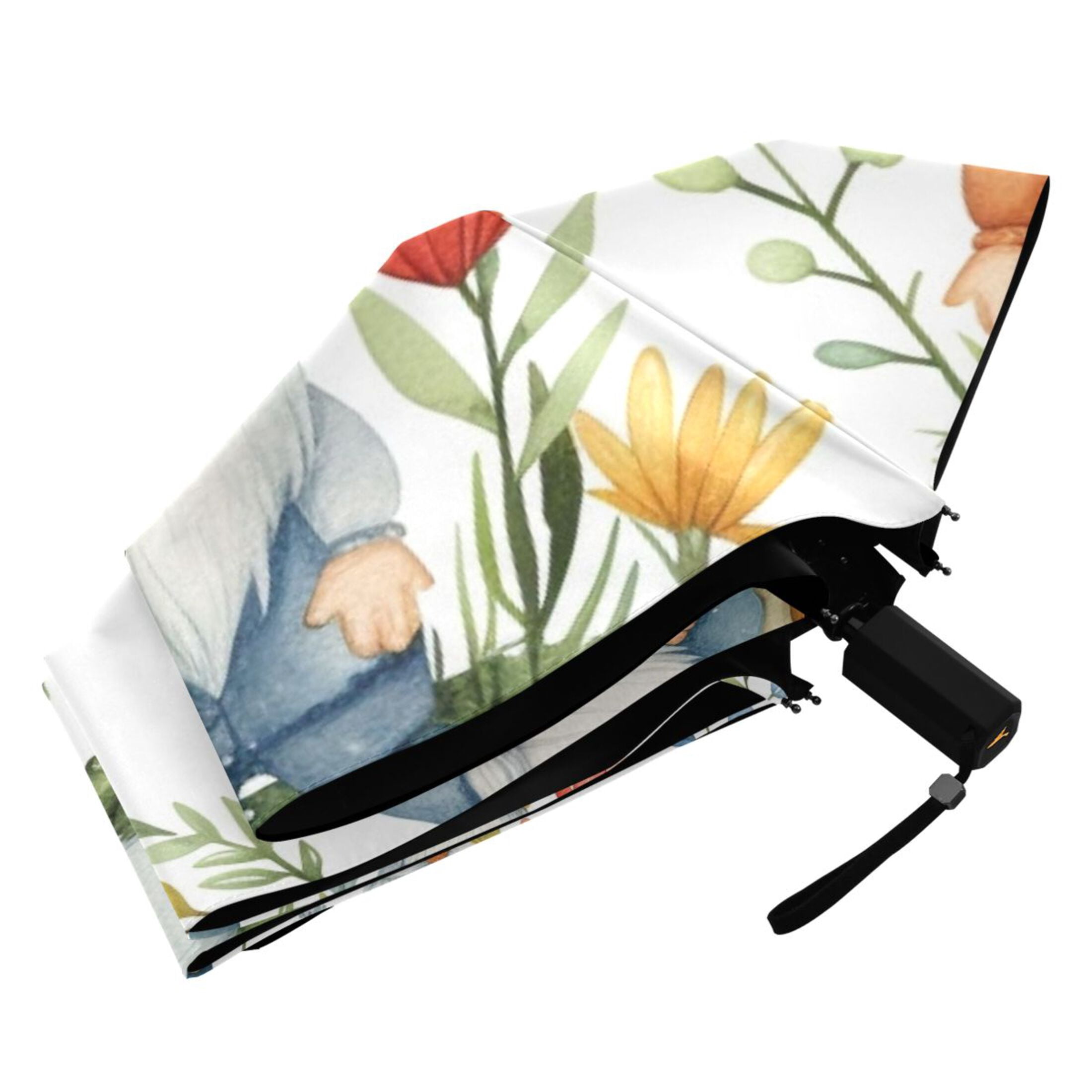 Dwarfs Flowers Plants Compact Sun Umbrella Windproof Travel Umbrellas for Rain Strong Portable UV Protection