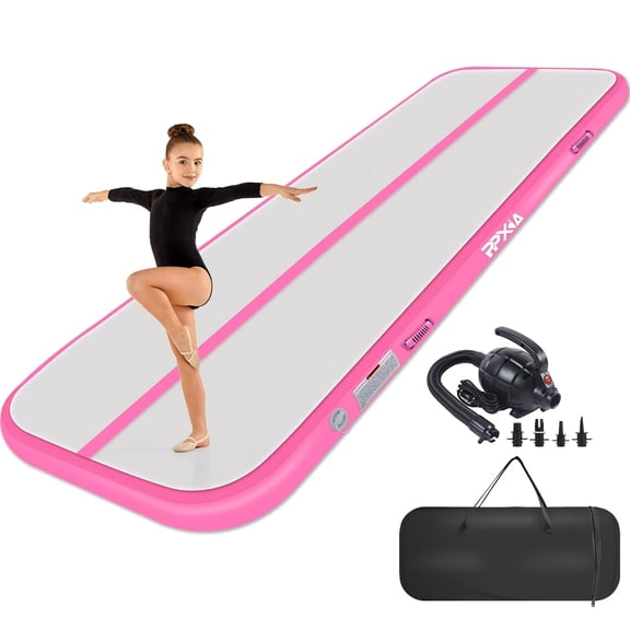Gymnastics Mat Tumble Track 13ft*6.6ft Inflatable Tumbling mat 4in Thickness for kids Home Use Gym Yoga Training Cheerleading with Electric Air Pump Carry Bag