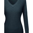 thumbnail image 3 of FashionOutfit Women's Mermaid Texture Patterned V-Neck Cotton Based Knit Sweater, 3 of 4