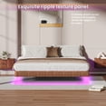 thumbnail image 4 of Floating Bed Frame King with LED Lights, Metal Platform King Size Floating LED Bed Frame with Under Bed Storage, No Box Spring Needed, Easy Assembly, Walnut, 4 of 8