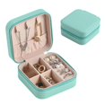 thumbnail image 2 of Caja organizadora de joyas portátil de cuero sintético para viajes, para pendientes, anillos, color azul, 2 of 5