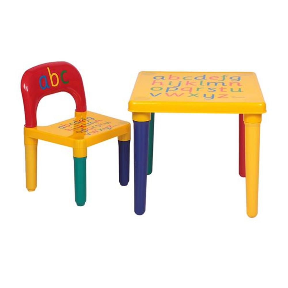 Kids Toddlers Childs Gift By HOME HUT® Table and Chair Set ABC Alphabet Childrens Plastic 