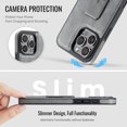 thumbnail image 6 of for iPhone 12 Pro / 12 Phone Case, Vintage Magnetic Finger Hand Wrist Strap Kickstand Shockproof Protective PU Leather Thin Fit Anti-Scratch Cover Compatible with iPhone 12 Pro / 12, Gray, 6 of 6
