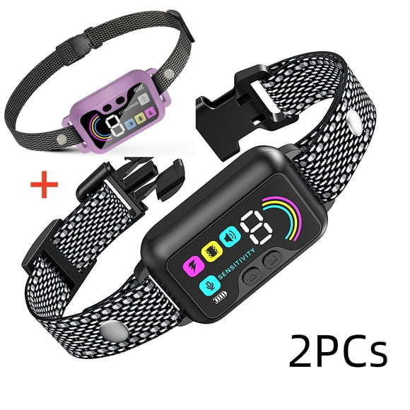 Bark Collar , 2 Pack Dog Bark Collar for Large Medium Small Dogs Smart Bark Collar with 7 Training Modes,Rechargeable Anti Barking Training Collar with 8 Adjustable Sensitivity,Bark Collar with Beep