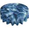 Blue Tie Dye Round Tablecloth Tables Dining Cover Wrinkle Resistant Spill-Proof & Oil-Proof Tabletop Cloth for Kitchen Table Holiday Party Decorations Diameter 60in (152cm)