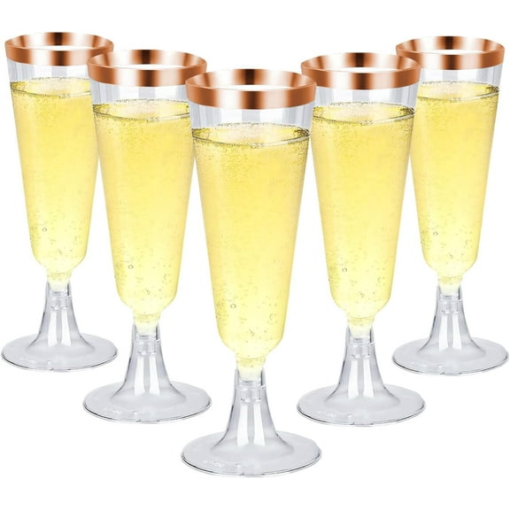 ZOOMPIL 25 Pieces Plastic Champagne Flute, 150ml Phnom Penh Champagne Flutes, Reusable Plastic Champagne Coupe, Clear Champagne Glasses Cups for Camping Birthdays Weddings Parties