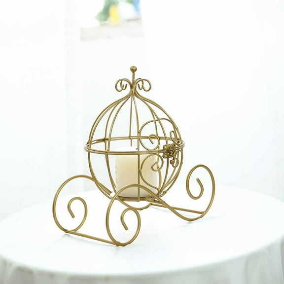 BalsaCircle Gold Cinderella Carriage Candle Holder Party Centerpiece Wedding Party Decorations