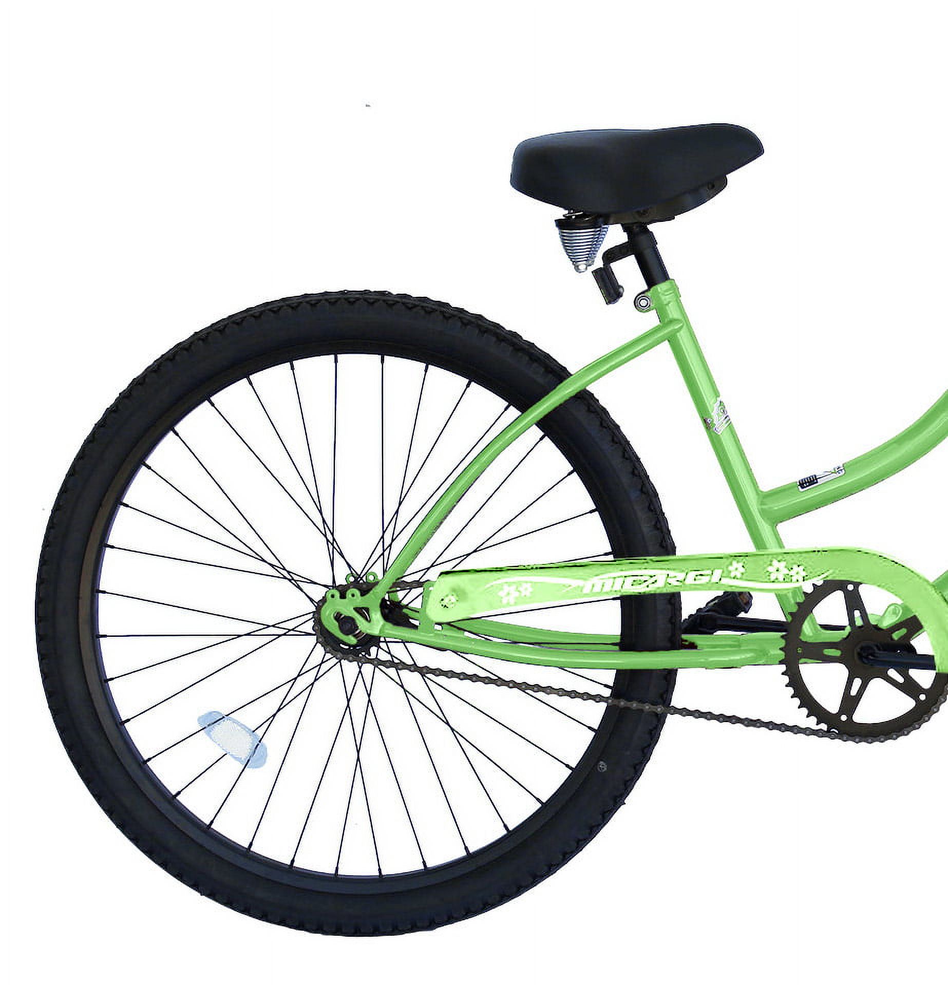 WonderWheels 26" Beach Cruiser Coaster Brake Single Speed Black Spokes One Piece Crank Alloy Black Rims 36H - Pearl Green