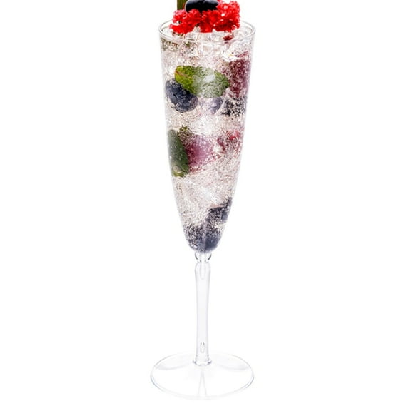 4 oz Clear Plastic Wedding Champagne Flute - 1-Piece - 7 1/2" x 2 1/4" x 2 1/4" - 20 count box