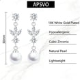 thumbnail image 4 of APSVO 18K White Gold Plated Drop Earrings for Women S925 Sterling Silver Post Hypoallergenic Dangle Earrings Wedding Birthday Prom Graduation Jewelry Gifts Teen Mom Her Bride Bridesmaid Wife Adults, 4 of 8