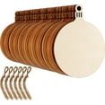 thumbnail image 3 of 60 piezas de adornos navideños de madera, discos redondos de madera, copos de nieve de madera, discos en forma de ángel con 60 piezas de cuerdas para adornos colgantes de árbol de Navidad de Año Nuevo Fokelyi LKX-2036, 3 of 8