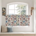 thumbnail image 3 of Boho Floral Tier Curtains, Blue Red Flower Vintage Petals Branch Leaf Light Filtering Kitchen Curtains, 2Pcs Rod Pocket Half Window Treatments Panels for Sink Cafe Cabinet Camper 27.5x36 Inches, 3 of 9