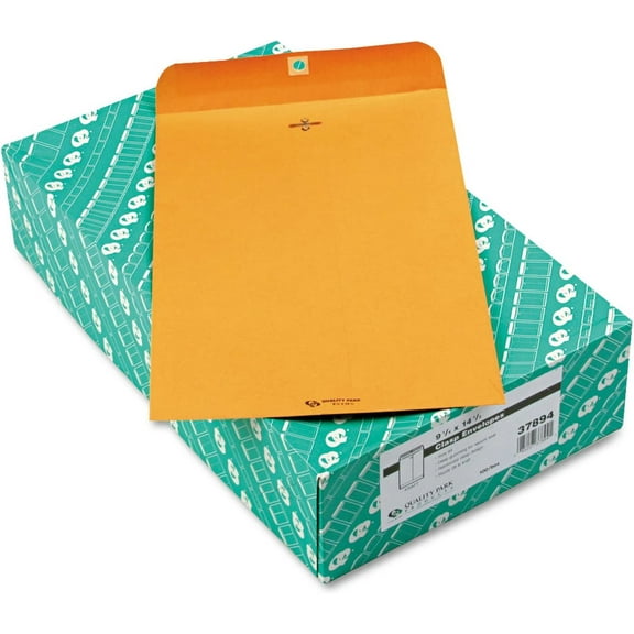 Quality Park Gummed Clasp Envelope, 28Lb, Inch X Inch, 100/Bx, Kraft