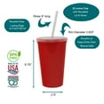 thumbnail image 3 of Rolling Sands 22 oz Reusable Plastic Cups with Lids, 10 Pack, USA Made Red Tumblers; Includes 10 Reusable Straws; Dishwasher Safe, 3 of 9