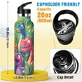 thumbnail image 2 of Kids Insulated Stainless Steel Sports Water Bottle 600ml (20oz), BPA-Free Colorful Cartoon Dinosaurs, 2 of 6